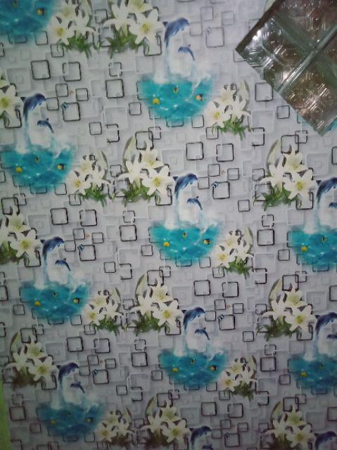 [cod] Wallpaper Dinding Kamar Ruang Tamu 45cm X 10m Murah Minimalis Dolphin 3d -  Wallding08