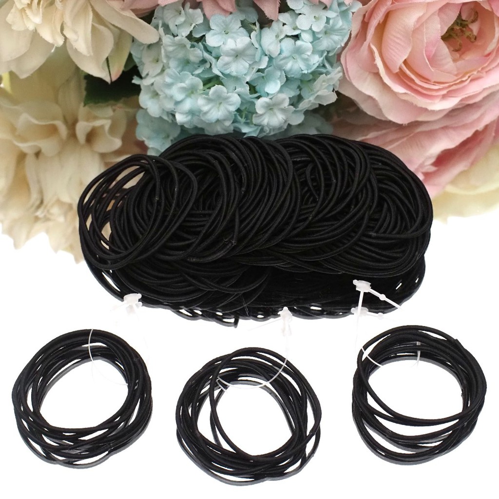 Ikat Rambut Karet SET ISI 5 Polos Korea Elastis Karet Gelang Warna Warni Kunciran Rambut Ponytail Korea Aksesoris Rambut-3. Seri Hitam