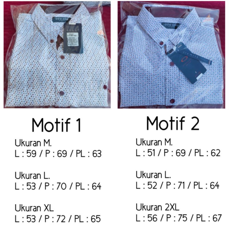 Oto Ono Kemeja/Hem Lengan Panjang Oto Ono Original