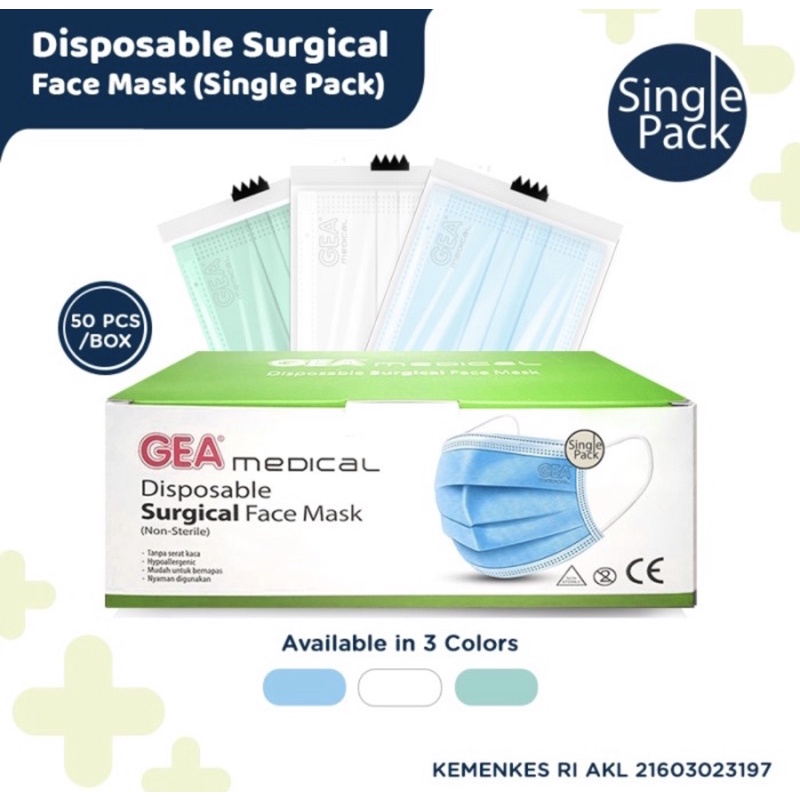 MASKER GEA SINGLE PACK MASKER MEDIS SURGICAL MASK MEDICALONLINE MEDICAL ONLINE