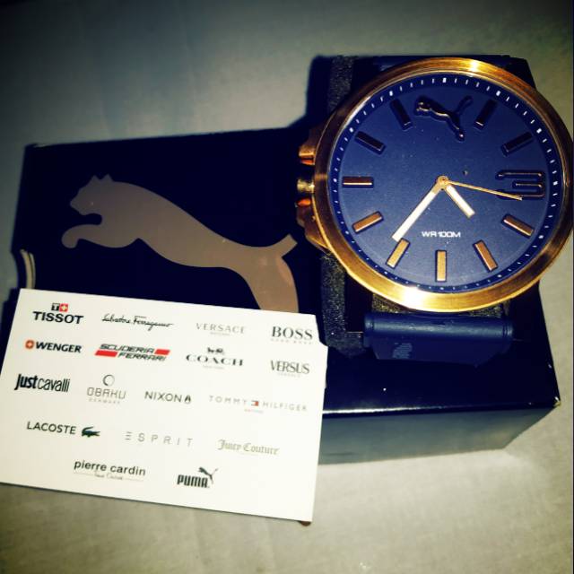 Jam Puma Original, PU103291003 Preloved. Mewah, Gold, WR 100 m, Bisa berenang dan snorkeling