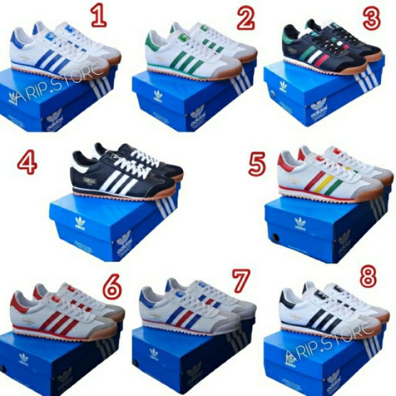 Adidas Samba Super Leather Kulit Black White Olive Green Full White Sneakers Pria Sepatu Tali