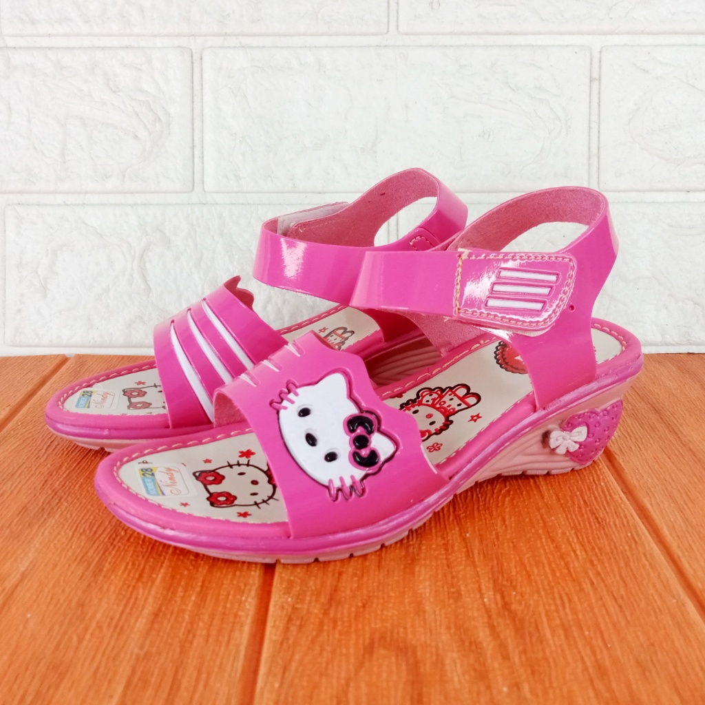 Sandal Let Anak Wedges NINNDY Hello Kitty Hak 4,5cm Size 26-35 Merah