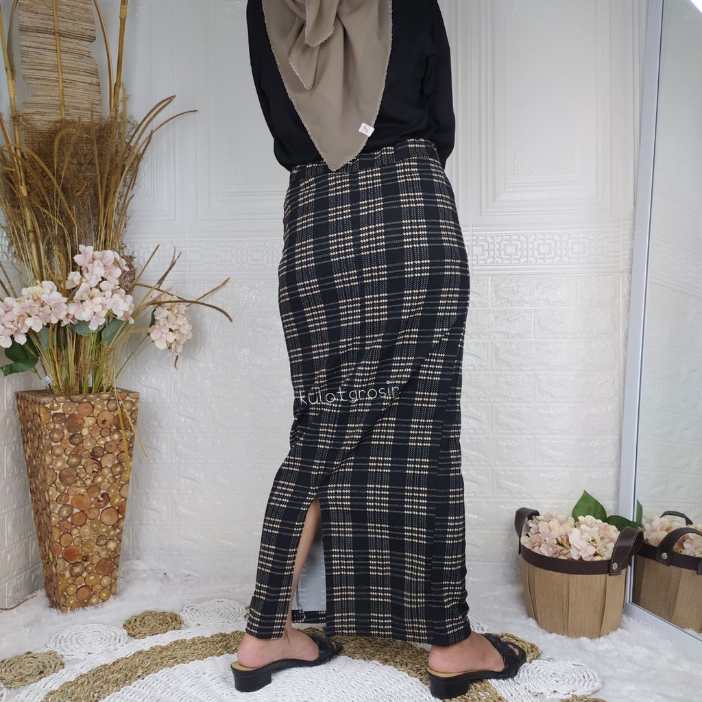 ROK SPAN WANITA PANJANG MOTIF TARTAN/ROK SPAN KOTAK-KOTAK