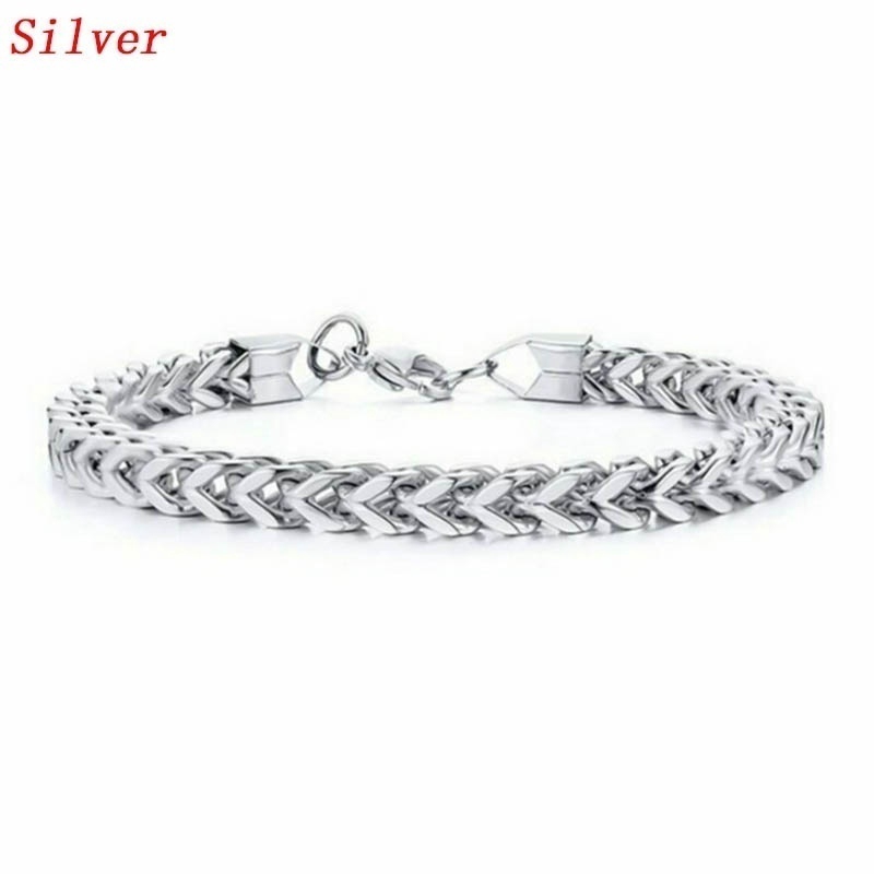 Stainless Steel Chain Buckle Bracelet Men Fashion Jewelry