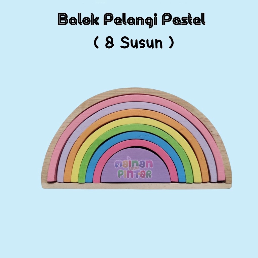 Mainan Kayu Edukasi Anak Balok Pelangi / Balok Bintang/ Balok Bulan / Balok Matahari / Balok Awan / Balok Iqro Bisa COD