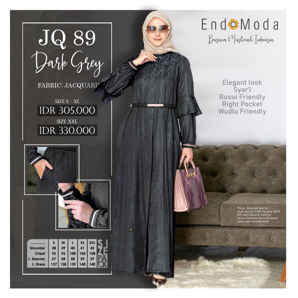 DRESS GAMIS MUSLIMAH ENDOMODA JQ 89 TERBARU 2022 [BISA COD]