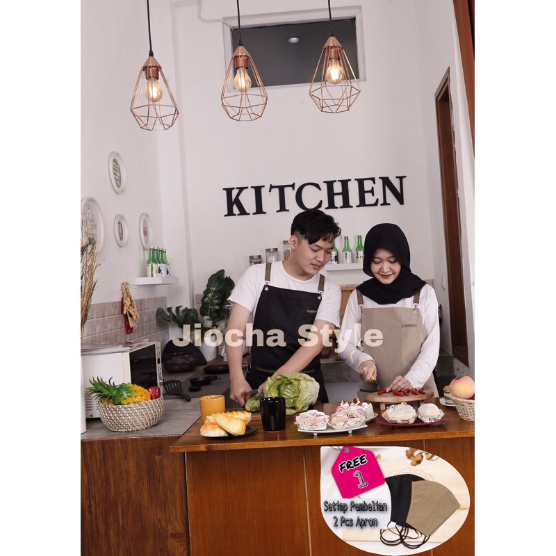 Apron celemek koki babershop cheff koki premium [ free msker ]