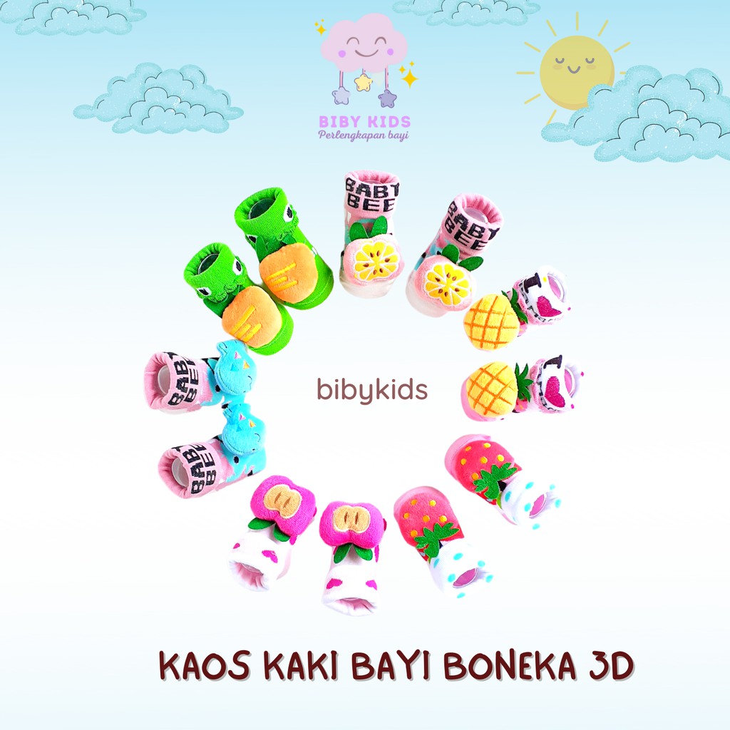 SNI Kaos Kaki Bayi Baru Lahir Boneka 3D Lucu Perlengkapan Anak Cewek Murah Anti Selip Newborn