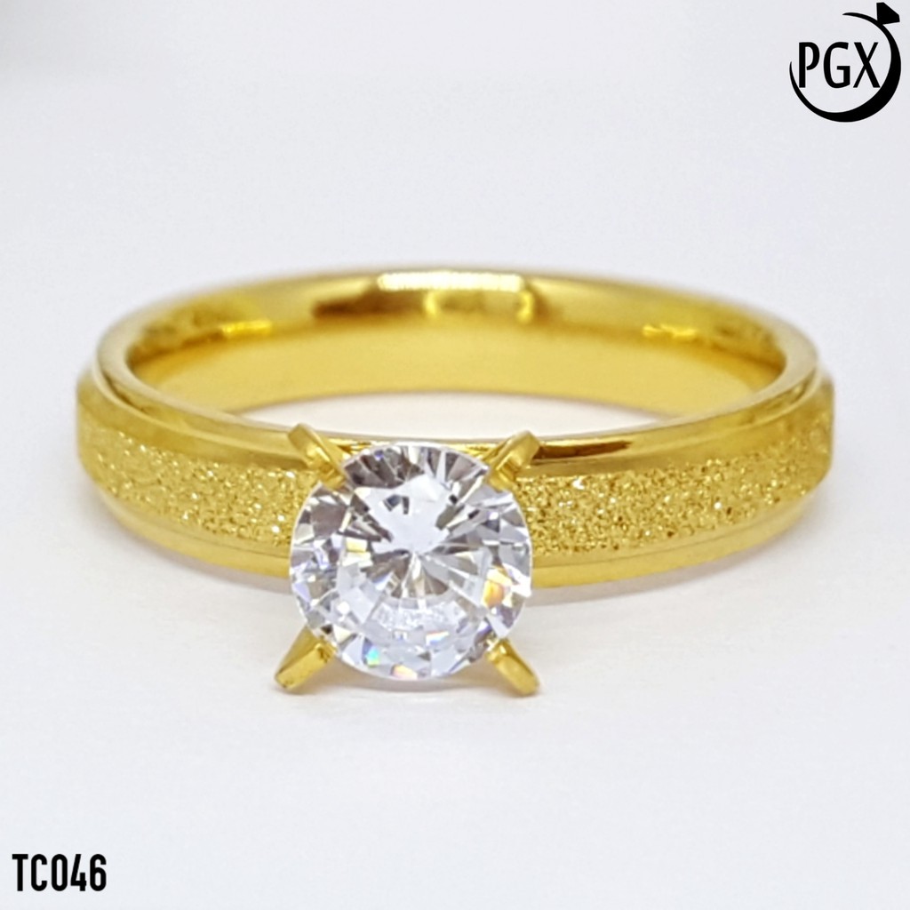 PGX Cincin Titanium Couple Emas Tunangan Aksesoris Fashion Perhiasan Anti Karat - TC046