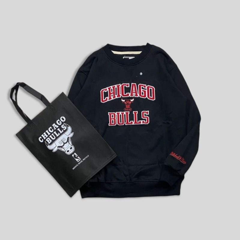CREWNECK CHICAGO BULLS NEW ERA BORDIR | SWEATER CHICAGO BULLS FULL TAG LABEL PREMIUM