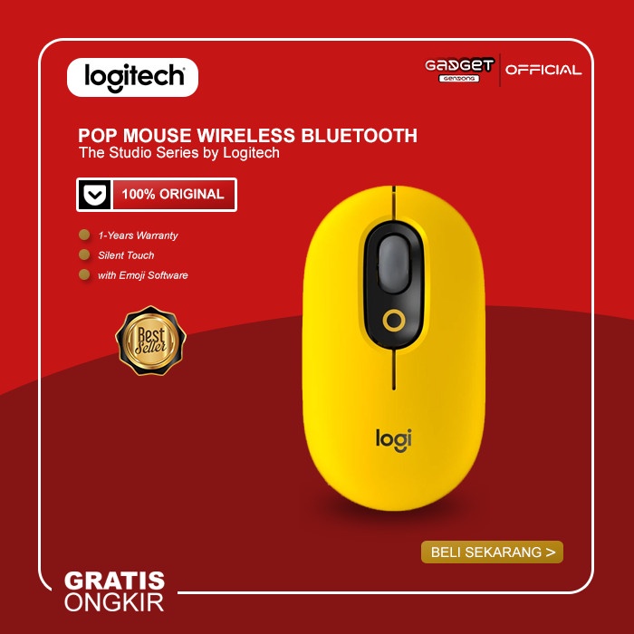 Logitech POP Silent Wireless Bluetooth Silent Mouse - Blast Yellow