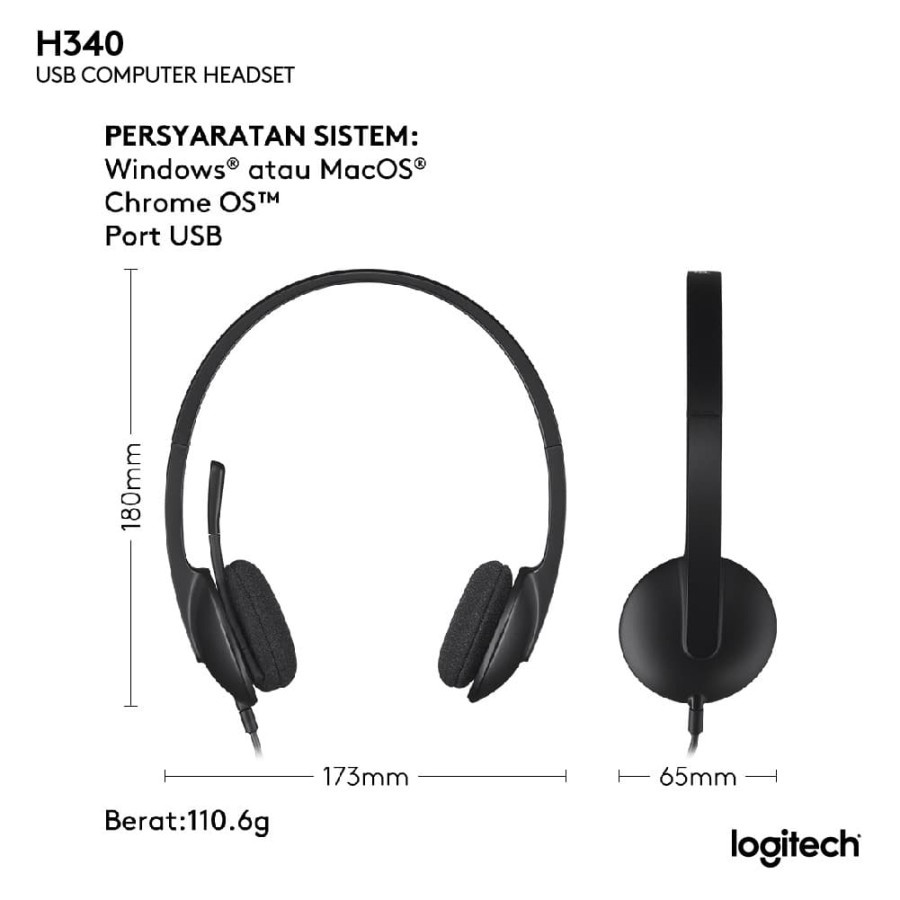 Headset Logitech H340 Headset Stereo USB Mikrofon Noise-Cancelling