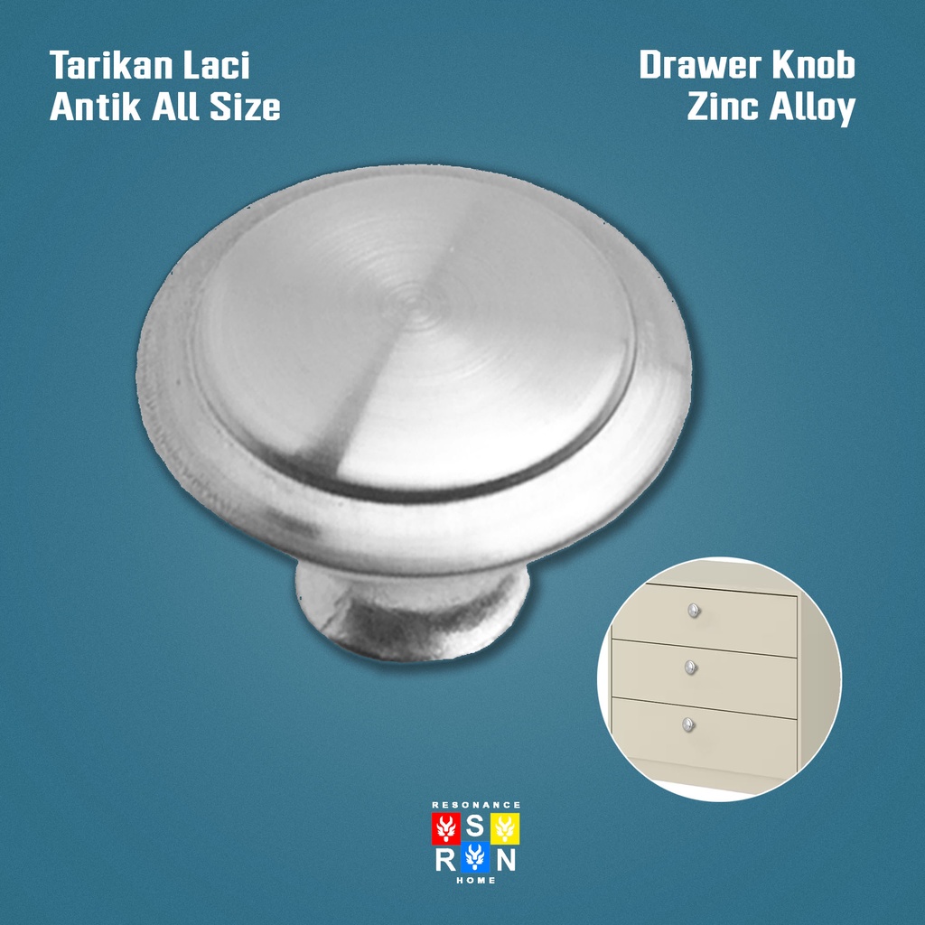 Tarikan Knop Laci / Pegangan Knob Laci Lemari Silver / Drawer Knob Resonance Home