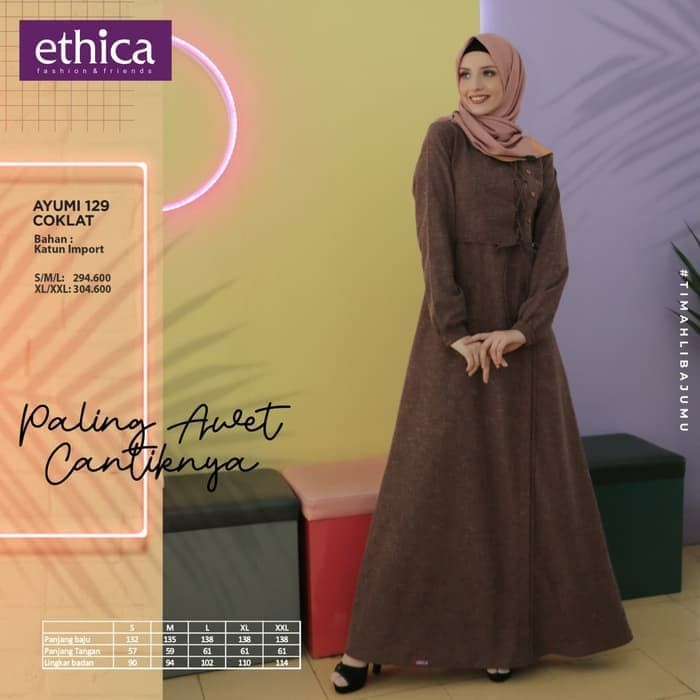 Jual Ethica Ayumi 129 - Baju Muslim Gamis Dress Premium Original Terbaru Terlaris