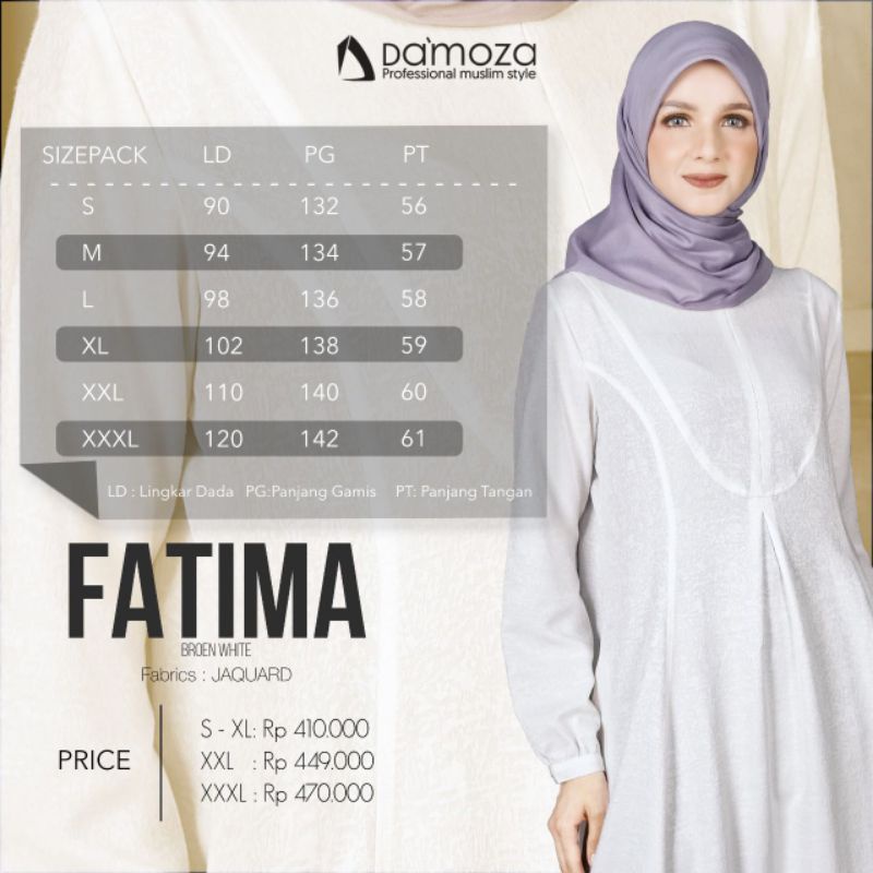 [READY] DAMOZA FATIMA BROKEN WHITE GAMIS DAMOZA FATIMA PUTIH