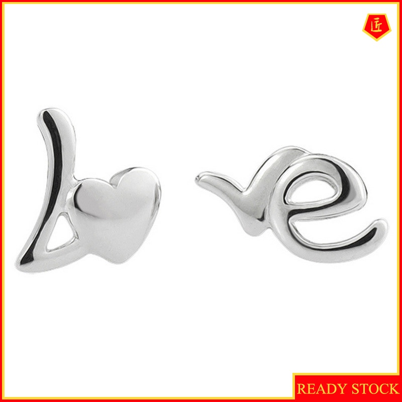 [Ready Stock]Fashion Silver Love Ear Studs