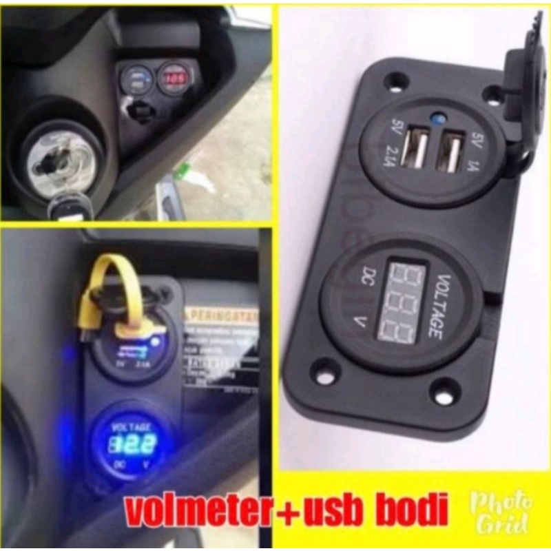 Volmeter/Charger Hp Usb Body Universal Nmax,Pcx,Aerox,Lexi,Mio,Vario,Xmax Dll