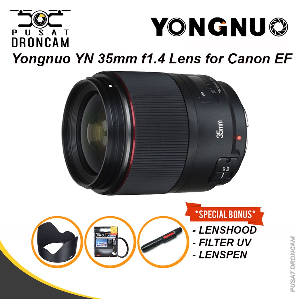 Lensa Yongnuo YN 35mm f1.4 Lens for Canon EF Mount Camera