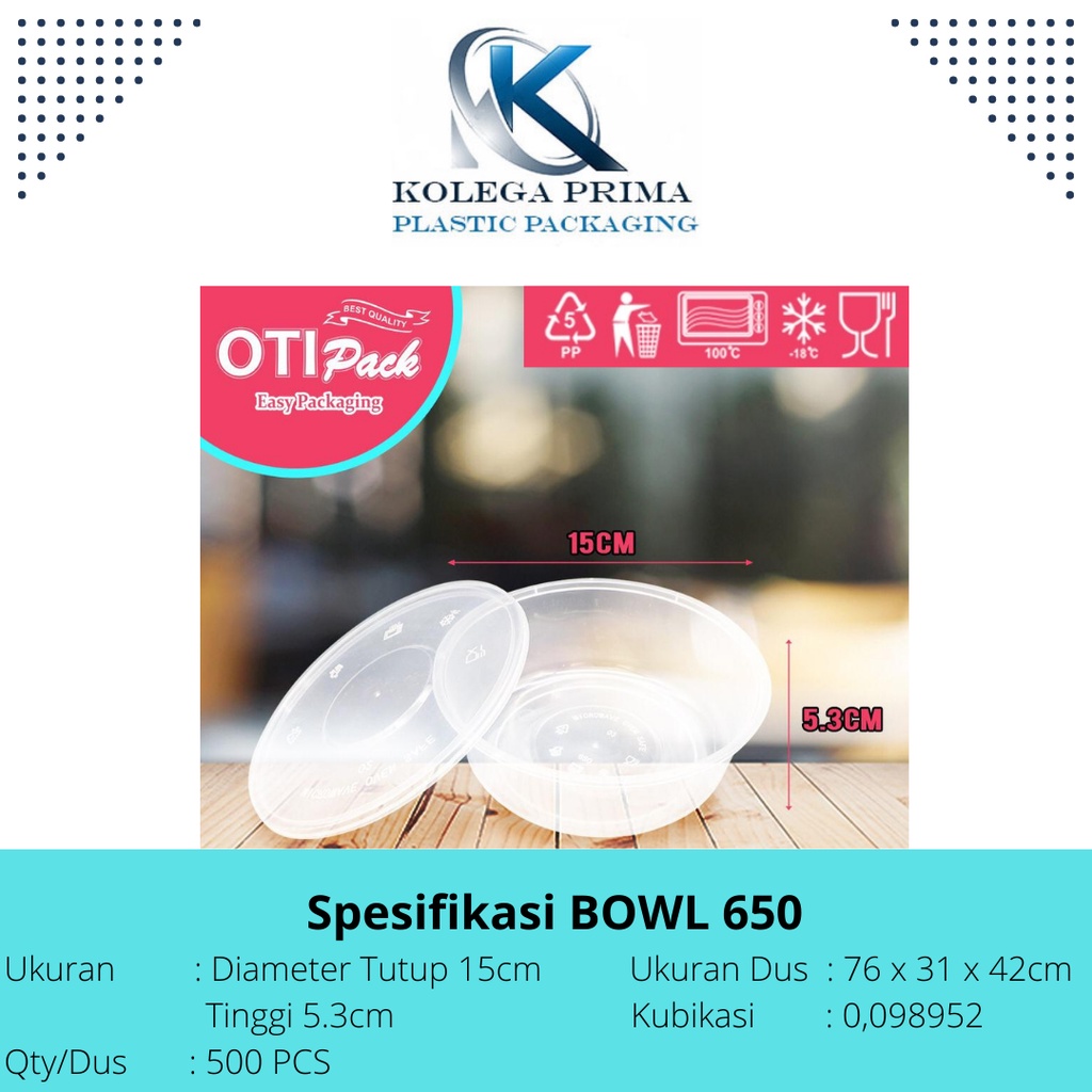 THINWALL BOWL 650ML BISA MICROWAVE/ MANGKOK PLASTIK MURAH/ WADAH PLASTIK ISI 25PCS