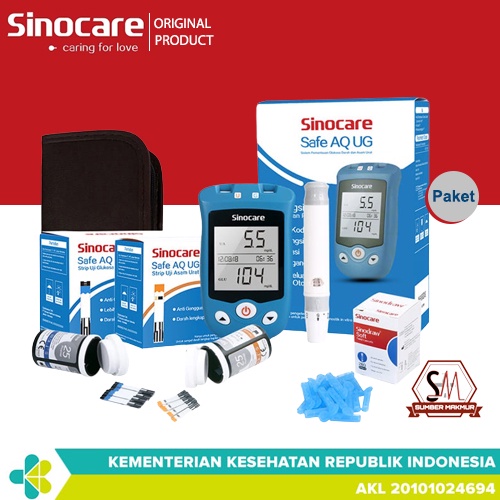 Alat Cek Gula Darah dan Asam Urat Sinocare Safe AQ UG (Alat, Strip &amp; Lancet)