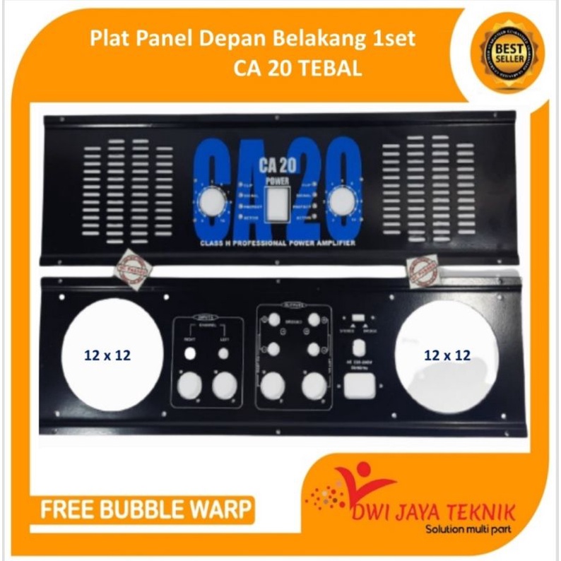 Plat Panel Power Amplifier Stereo CA 20 Depan Belakang