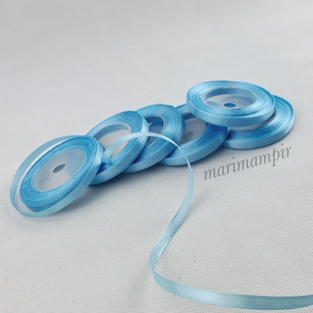 

PITA SATIN KAIN 1/4 INCI 6 MM WARNA BABY BLUE #104