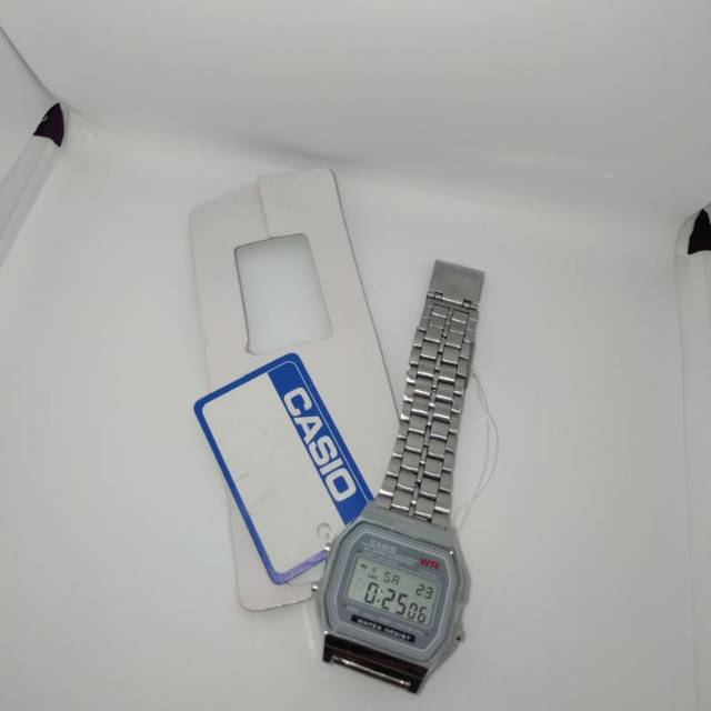 JAM TANGAN CASIO DIGITAL A159W/JAM CASIO TALI RANTAI STAINLESS SB