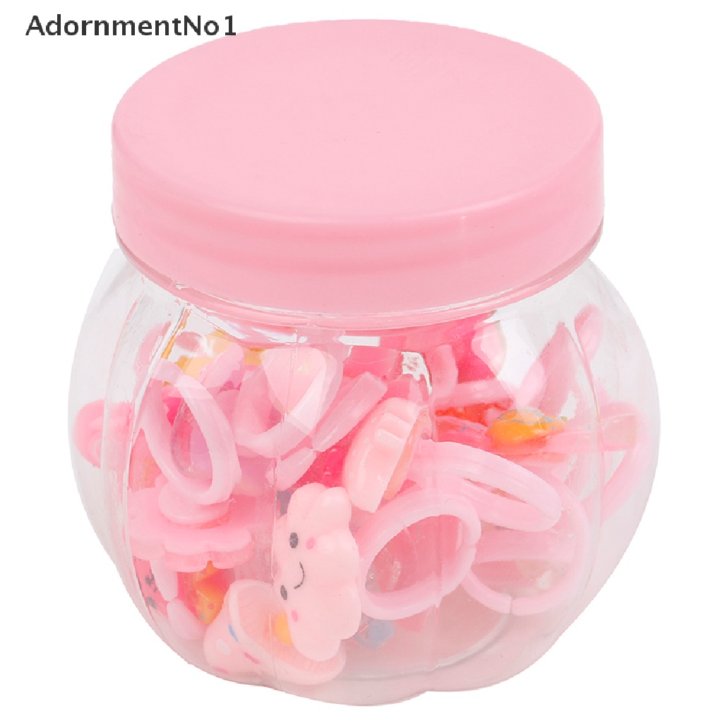 (AdornmentNo1) 20pcs / Set Cincin resin Aneka Bentuk Dengan Kotak Penyimpanan Untuk Anak Perempuan