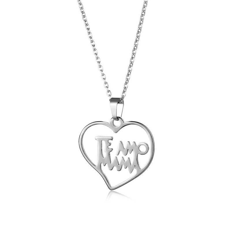 Aksesoris cinta Ibu IBU kalung liontin hati gaya Korea Cinta Hari Ibu hadiah kalung stainless steel