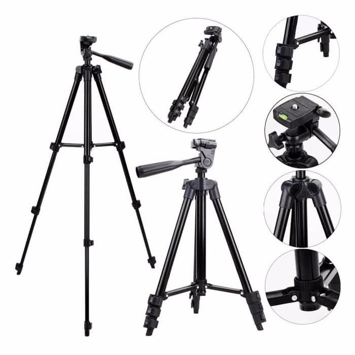 [RO ACC] TRIPOD 1M 3120 FULL BLACK WEIFENG UNIVERSAL STAND + HOLDER U ALL TIPE