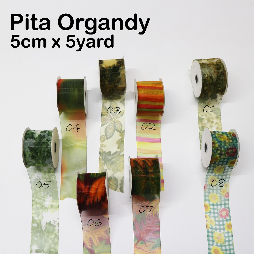 

Pita Organdy ±5cm x 5yard - Pita murah - Pita motif - Pita kado - Pita Bunga - Pita Balon
