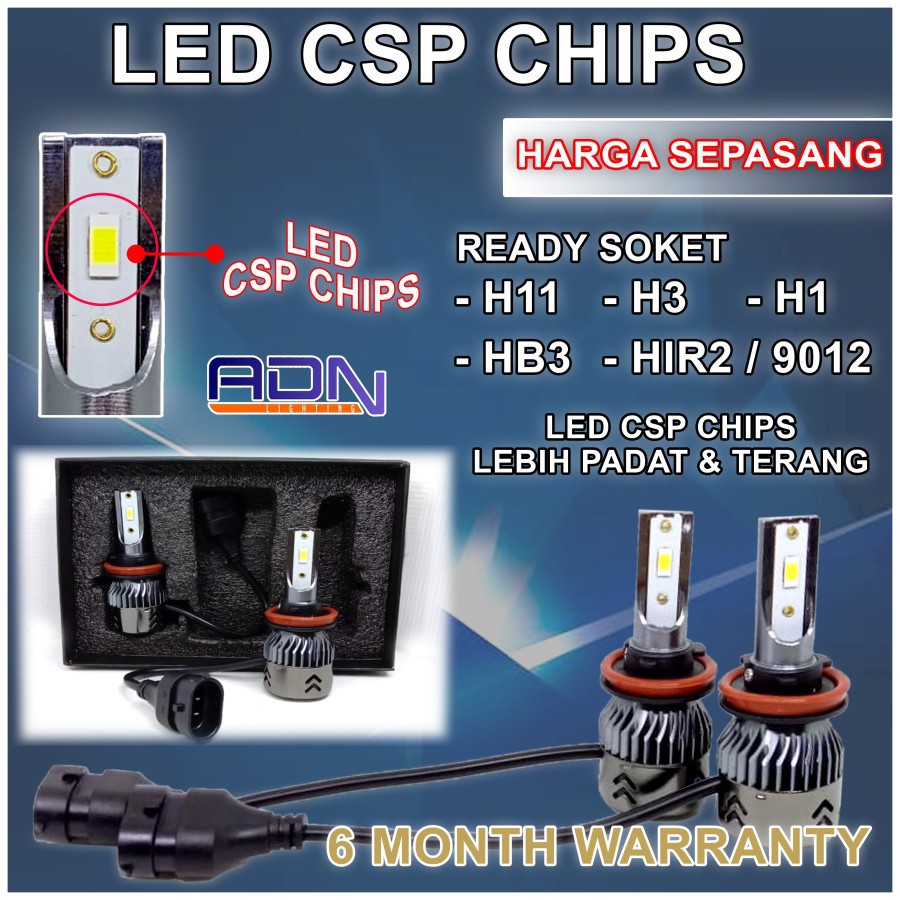 Lampu Led Utama Foglamp Kabut MOBIL ADN H1 H3 H7 H8 H11 HB3 HB4 HIR CSP Chip