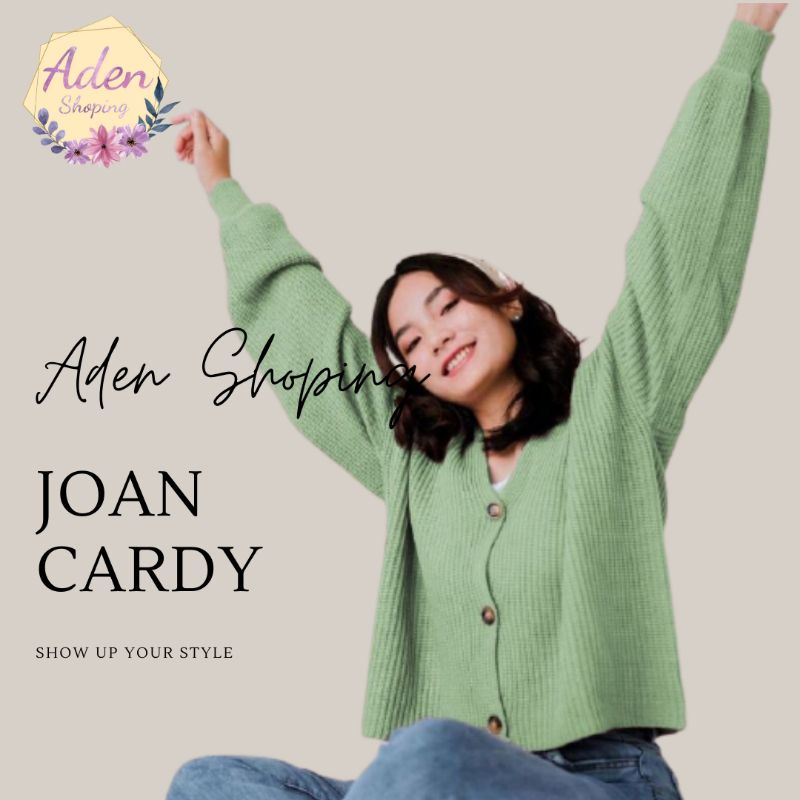 Joan Cardy Cardigan Rajut Shaby pullover crop bion outer vintage outer knitted kancing-0