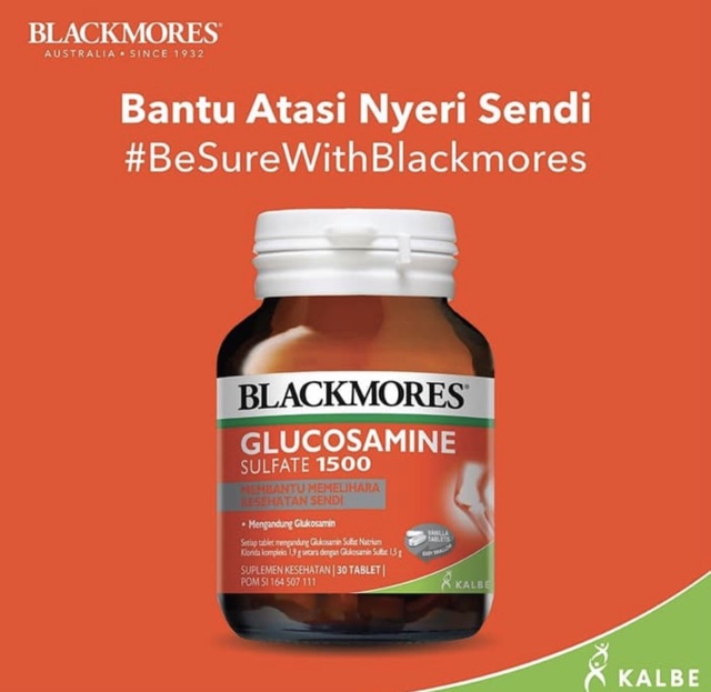 Blackmores glucosamine 1500 mg isi 30 tablet ( pelumas sendi menghilangkan nyeri pada lutut )