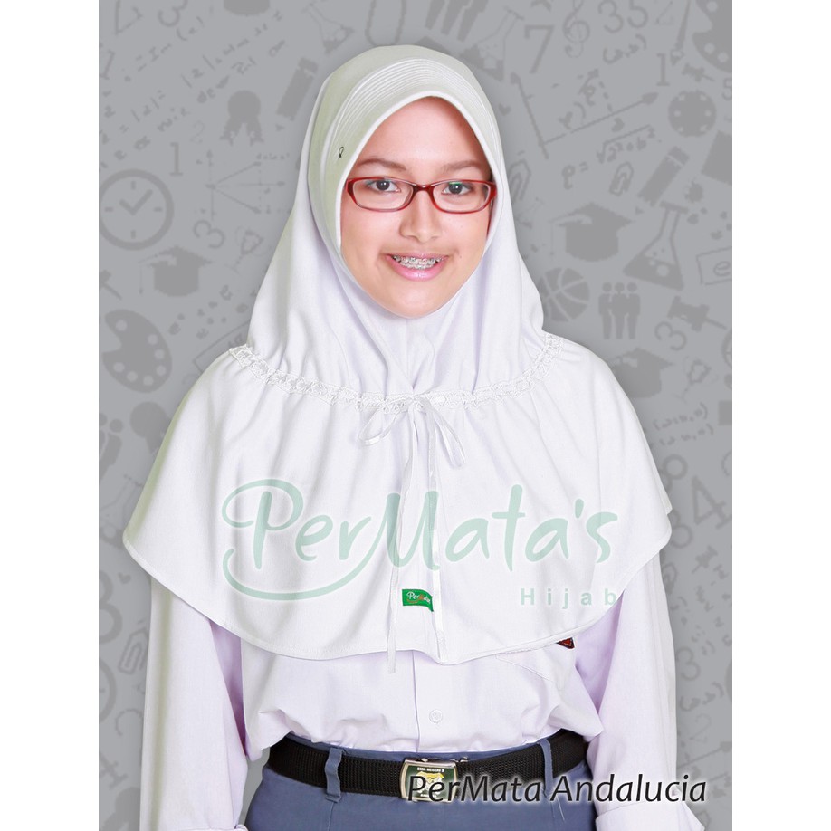 Jilbab Sekolah Permata Andalucia Polos (M) /Jilbab Anak / Jilbab Anak Putih / Jilbab Sekolah Putih