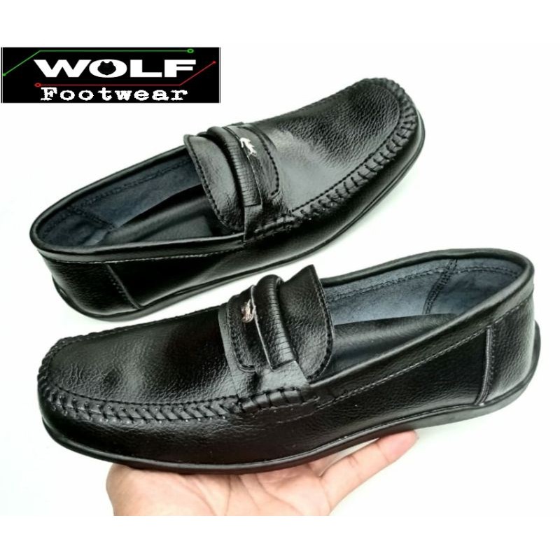 WOLF x LACOSTE|Sepatu Loafer Pria Kulit Asli Sol Tanam Sepatu Casual Moccasin Kulit Asli