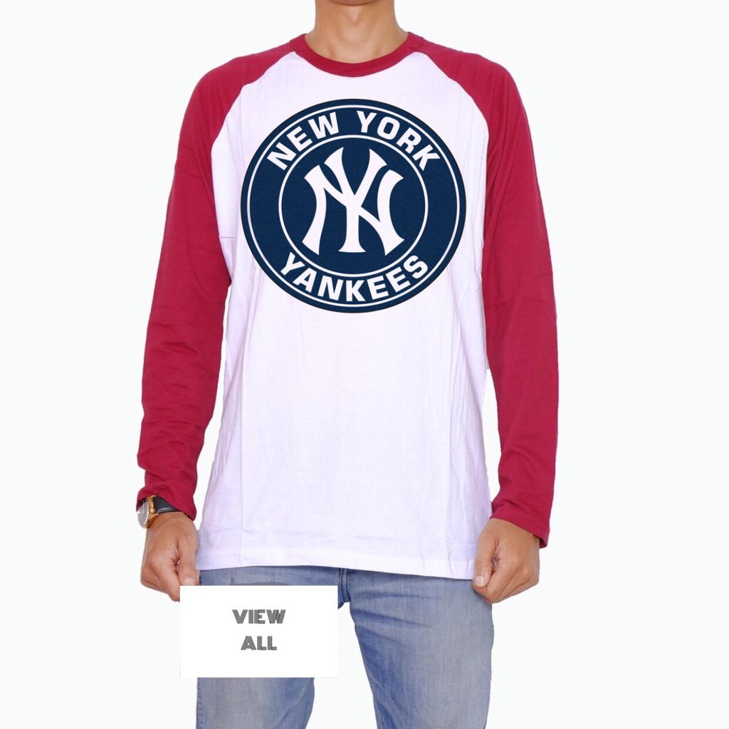 kaos raglan pria lengan panjang | M-XXL | NY YANKES
