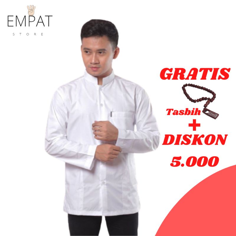 BAJU KOKO HABAIB PUTIH POLOS KOKO HAIBAH ATASAN MUSIM PRIA BAJU KOKO MODEL AMMU