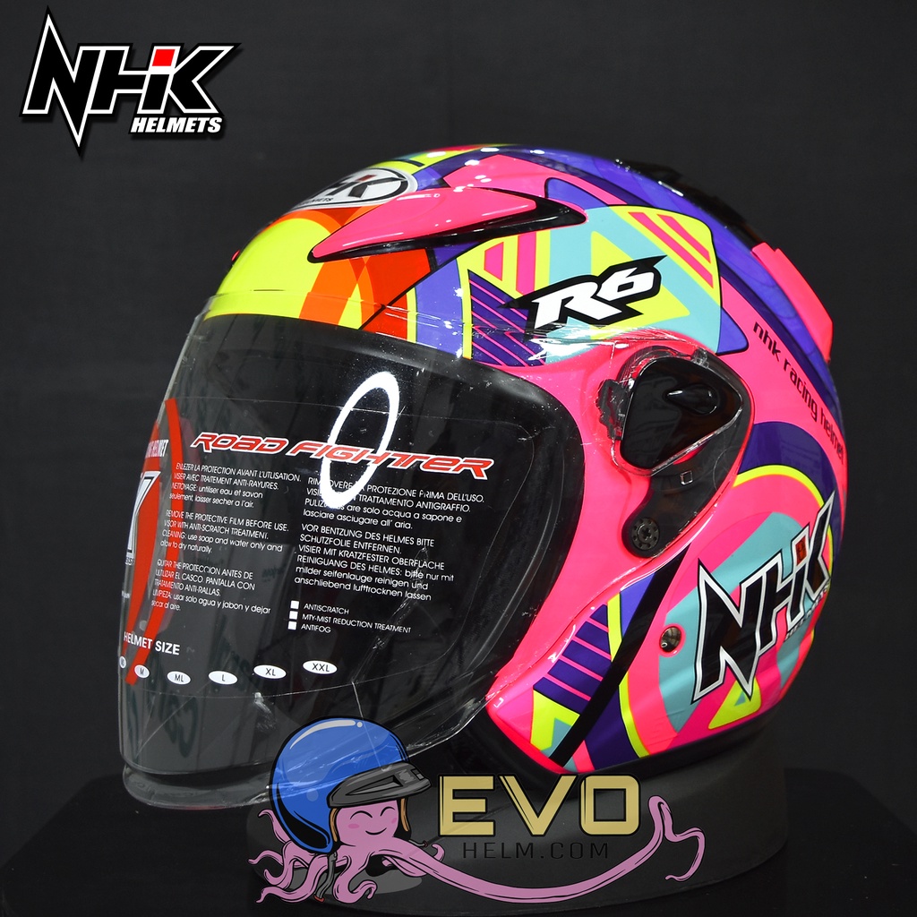 HELM NHK R6 PIGMENT PINK FLUO - YELLOW - ORANGE