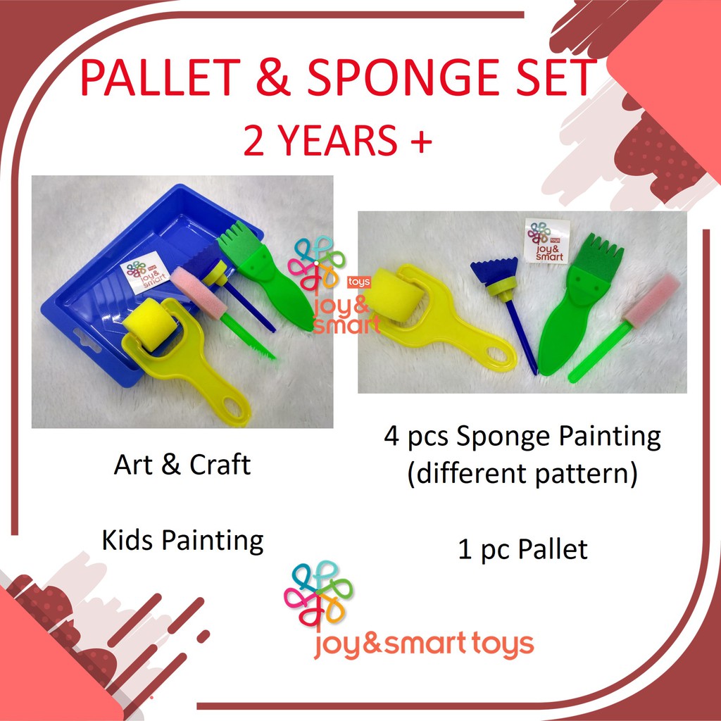 

JOY SMART TOYS KIDS PAINTING SET PALLET AND SPONGE KUAS DAN PALET LUKIS ART AND CRAFT MAINAN EDUKASI