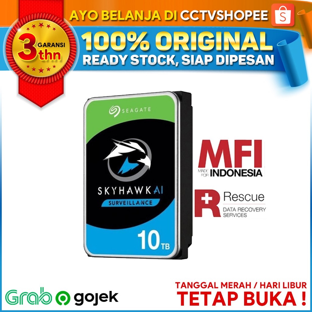 SEAGATE SKYHAWK 10TB 3.5&quot; AI MFI HARDDISK CCTV GARANSI RESMI INDONESIA