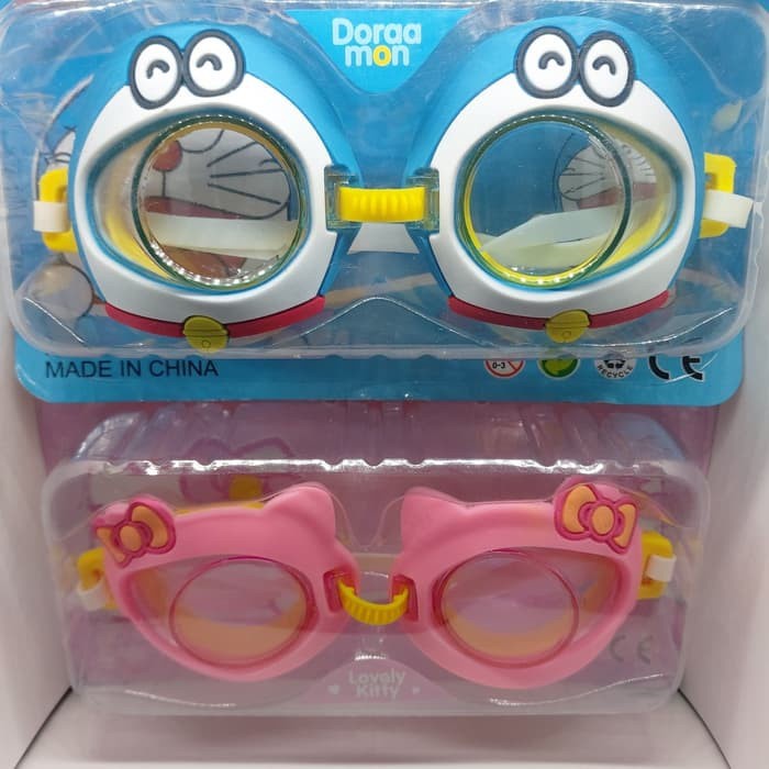 KACAMATA RENANG ANAK KARAKTER KARET BISA DI SETEL JUNIOR SWIM GOGGLES - Biru