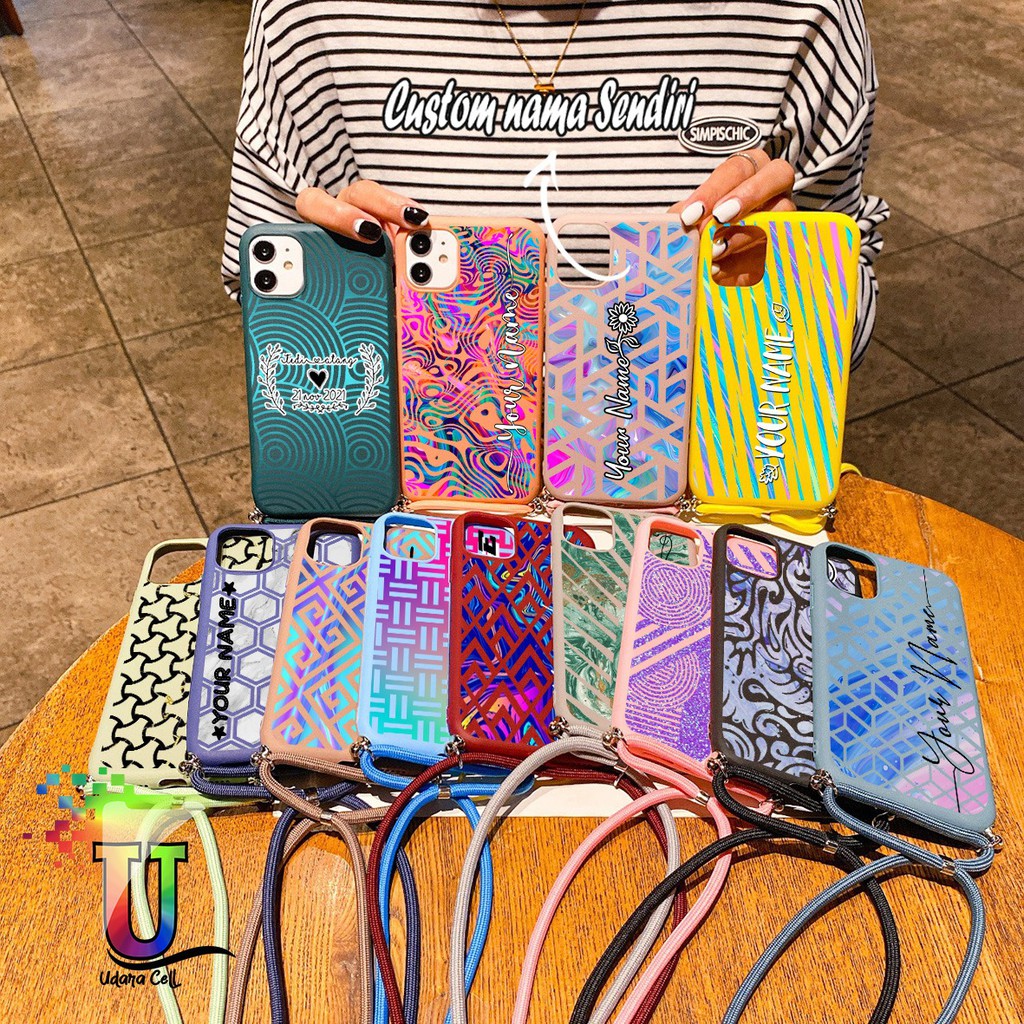 Softcase Slingcase Tali Lanyard Candy CUSTOM NAMA Realme X Xt X2 C11 C12 C15 2 Narzo 20 Pro UC3773