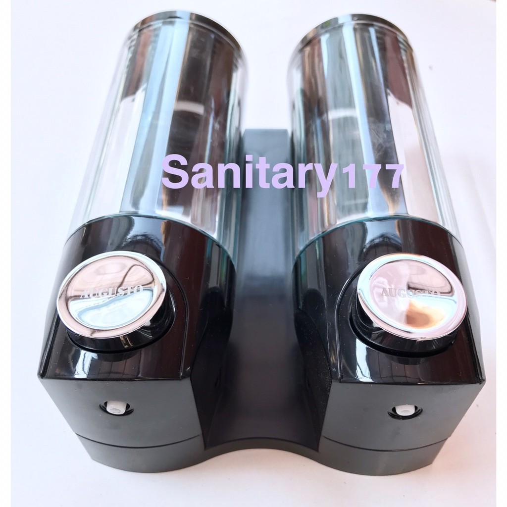 Tempat Sabun Cair DOUBLE Minimalis Hitam Augusto - Dispenser Sabun Soap Dispenser Shampoo /G40