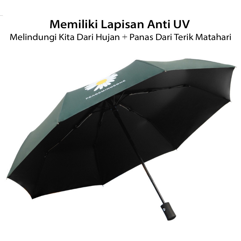 Payung Lipat Otomatis Daisy Lipat Tiga Anti UV Premium Quality HUGO