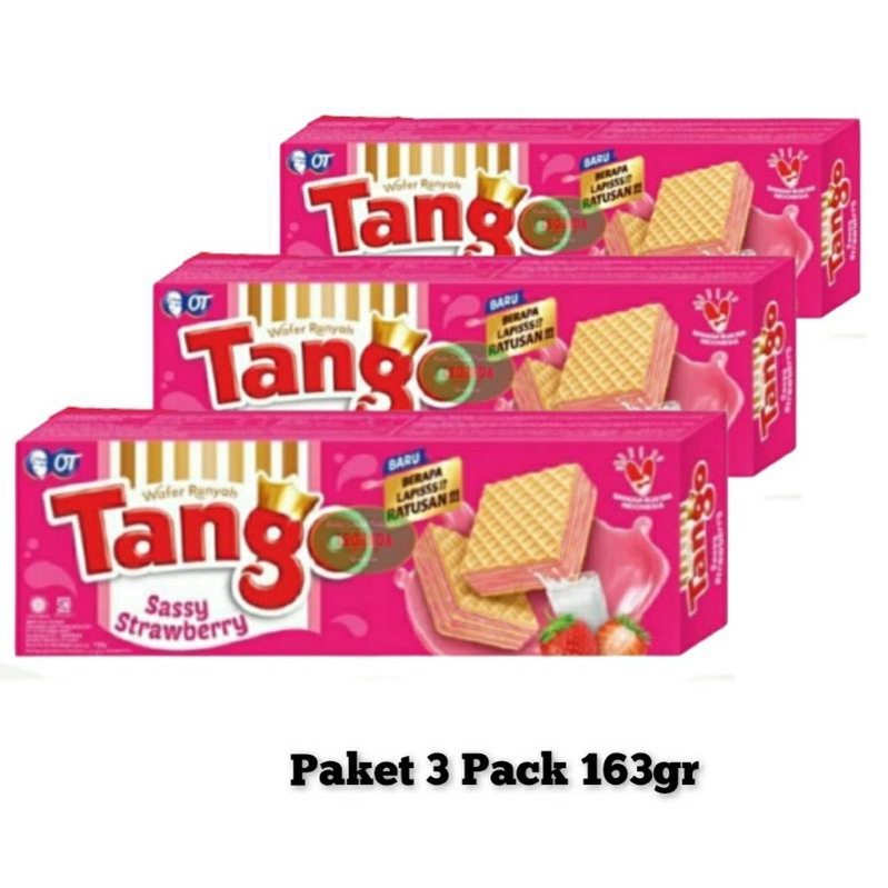 

Tango Wafer Renyah Rasa Sassy Strawberry 163gr Paket Triple Pack