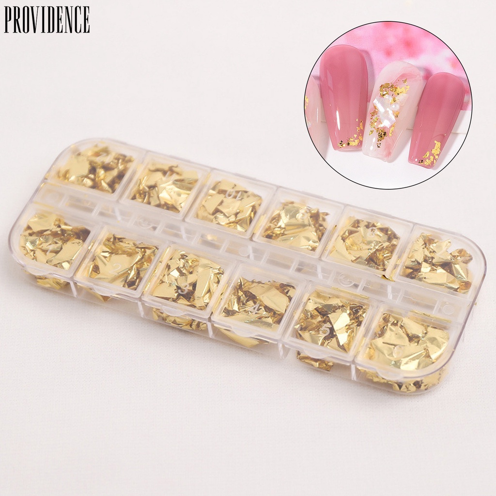 Kertas Foil 12 Grids / Box Multifungsi Anti Pudar Warna Emas Untuk Manicure Nail Art Wanita