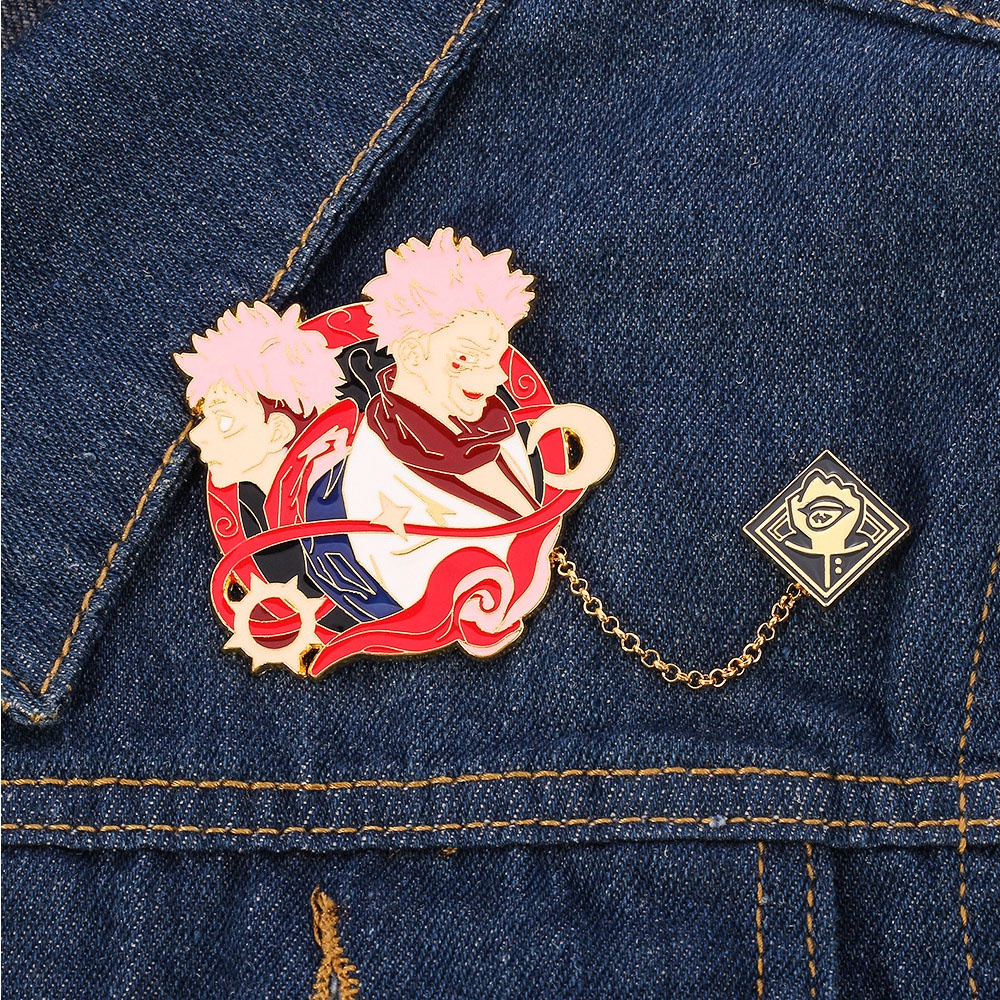 【COD Tangding】Anime Jujutsu Kaisen Brooch Gojo Satoru Figure Metal Chain Badge Button Pins Collection Pendant ​Souvenir Toy Cosplay Gift