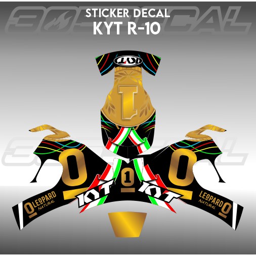 Sticker Decal helm KYT R10 LEOPARD GOLD | decal helm | decal sticker